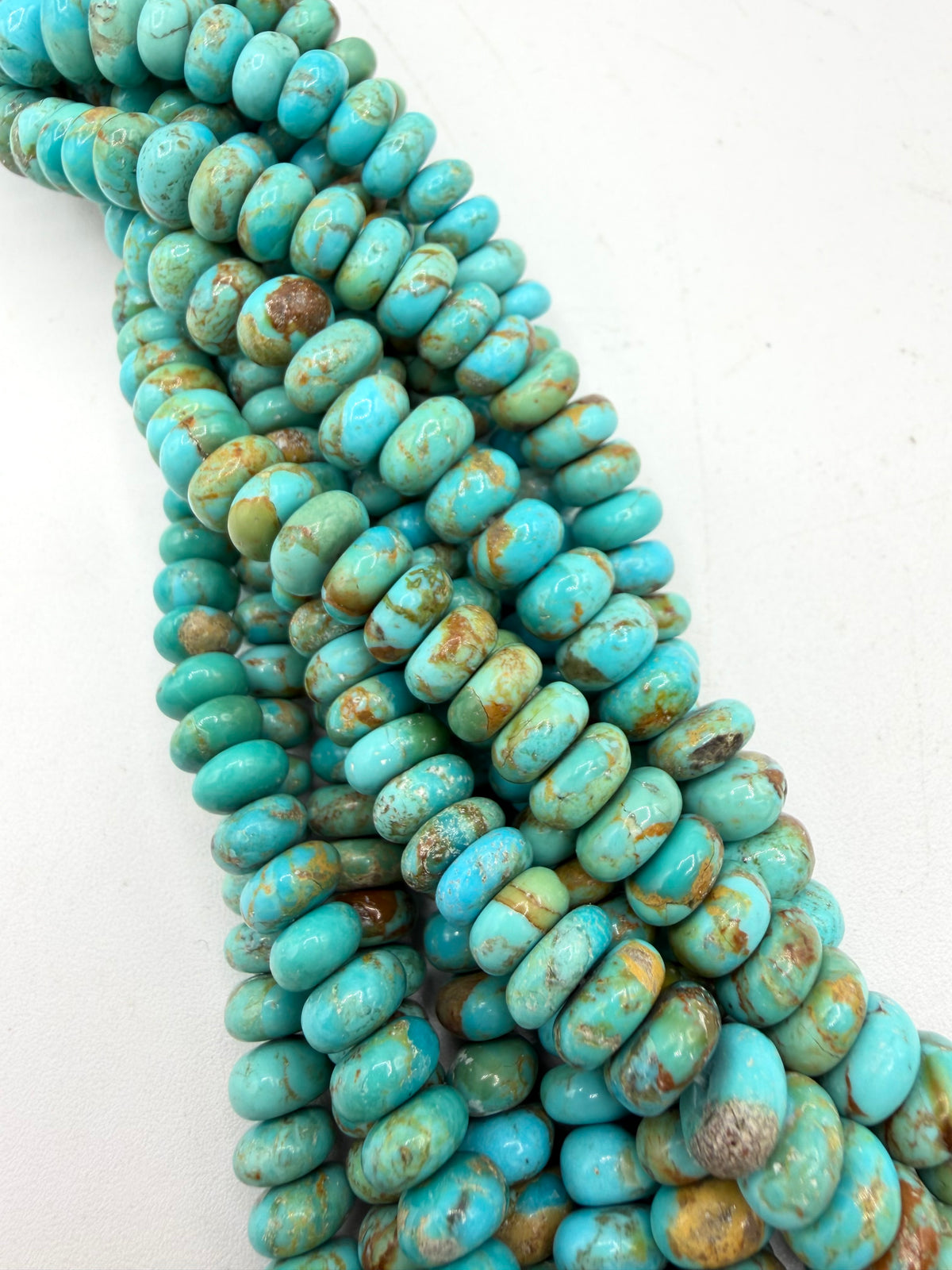 Kingman Turquoise 8-9mm Rondell Beads - Sold by 8" Strand