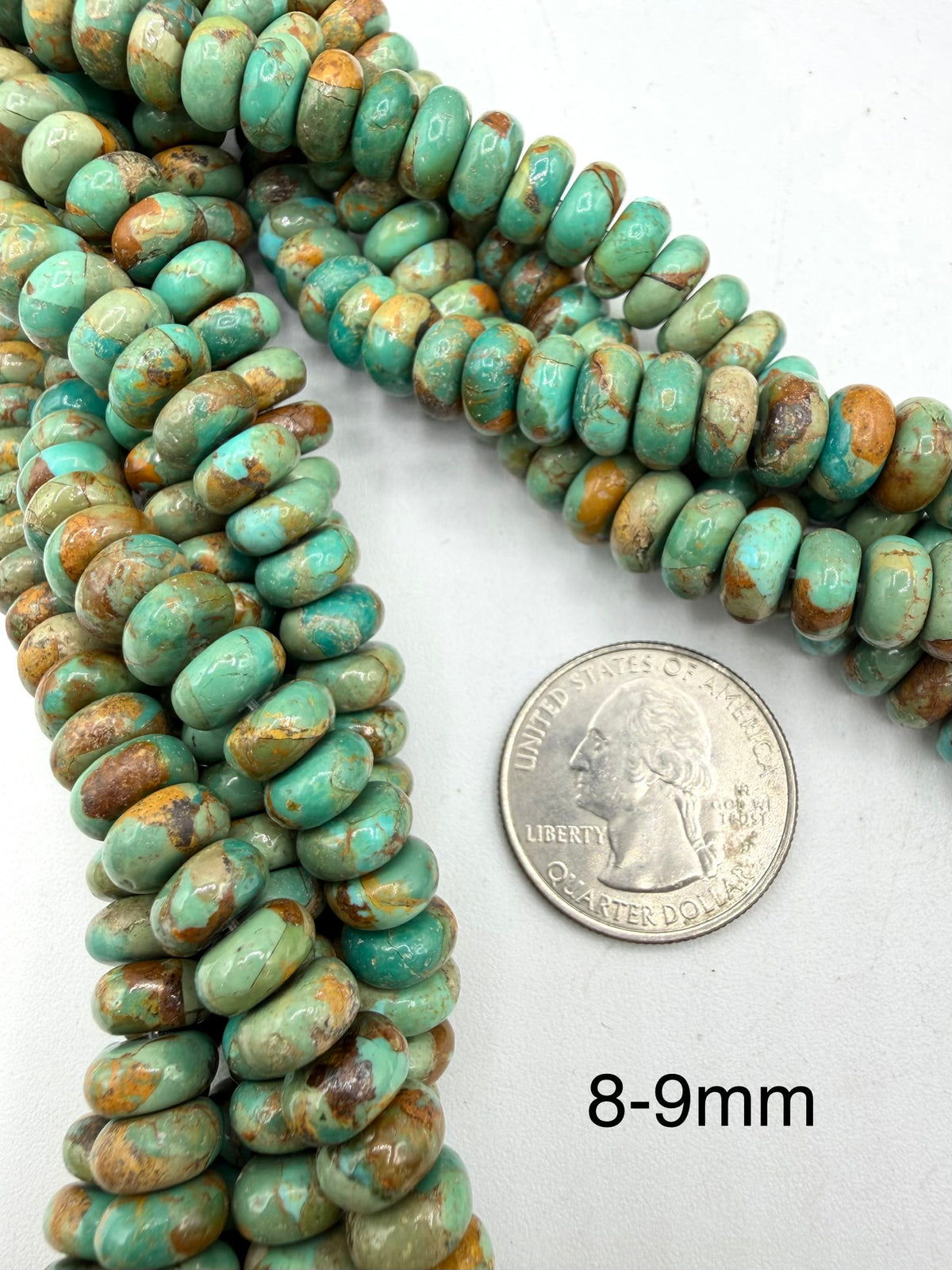 Green w Matrix - Kingman Turquoise Rondells - 10-18mm - Sold Individually