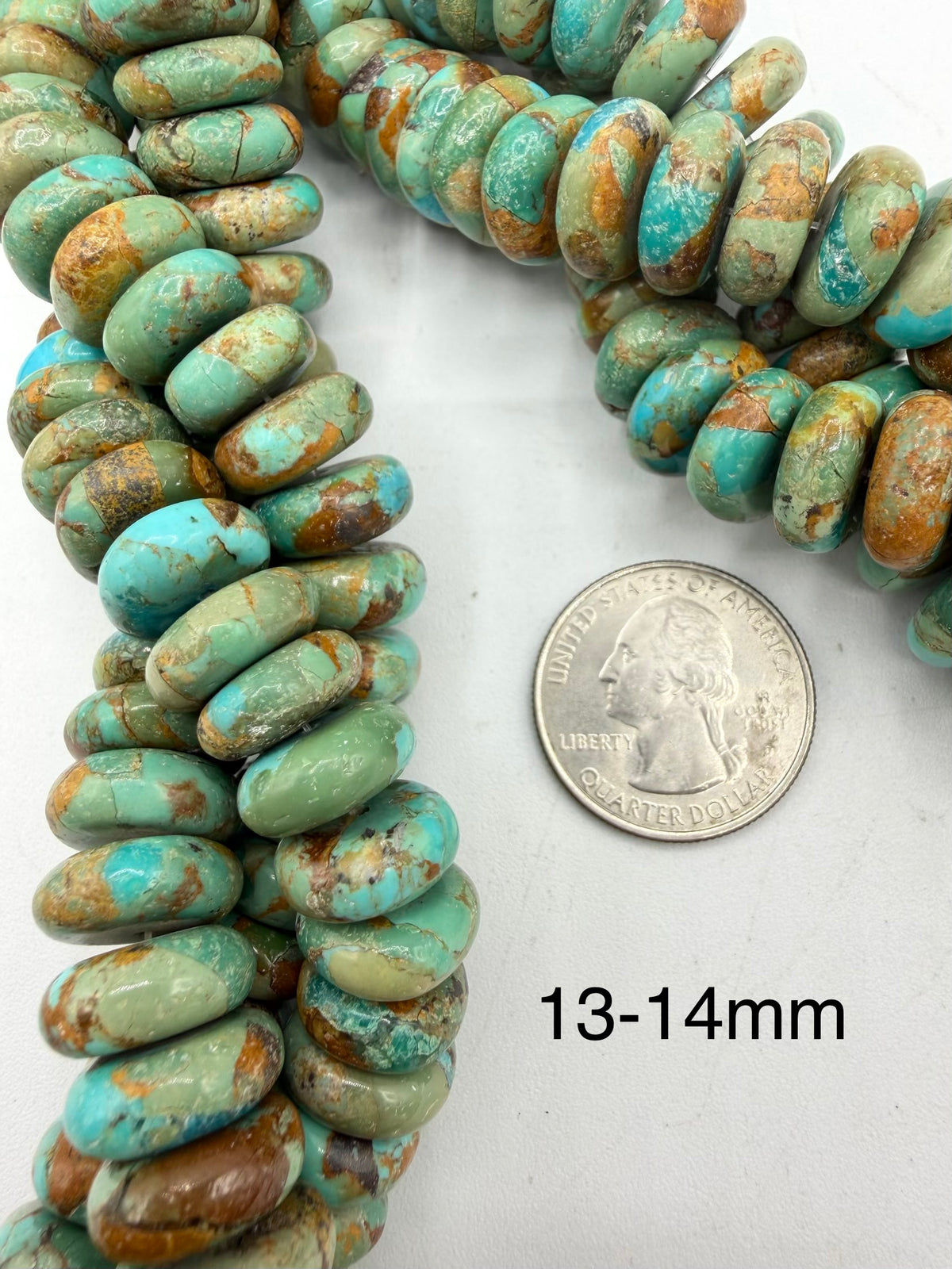 Green w Matrix - Kingman Turquoise Rondells - 10-18mm - Sold Individually
