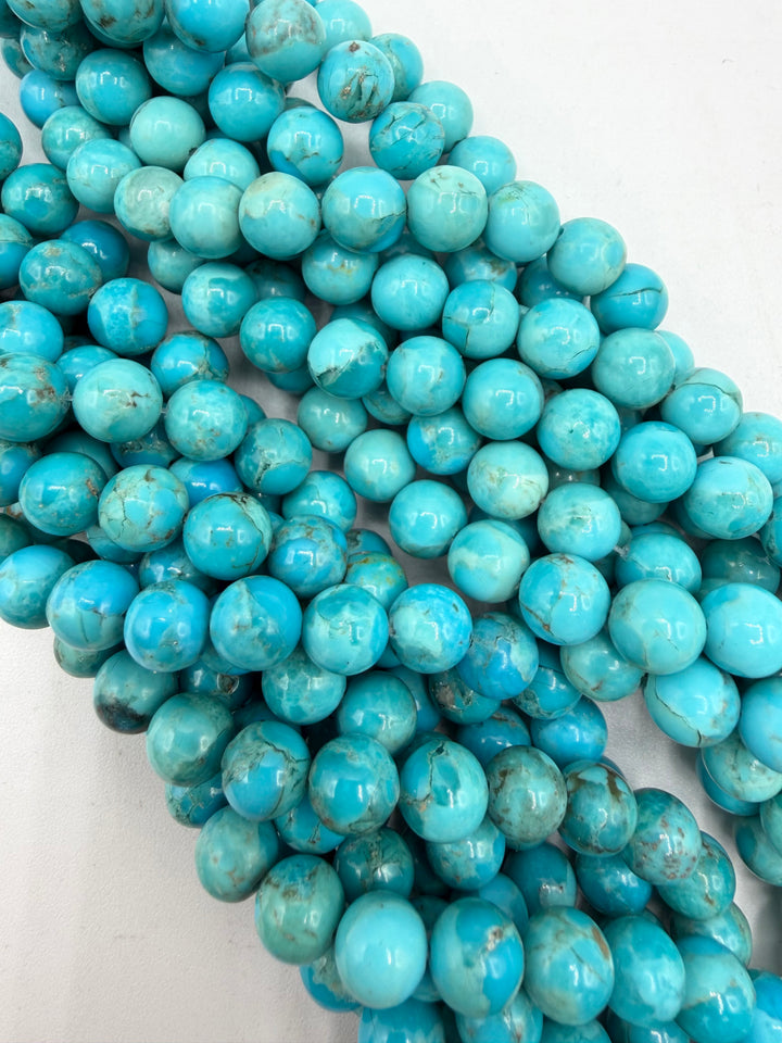 Kingman Turquoise 8-9mm Round Beads -Sold by 8" Strand
