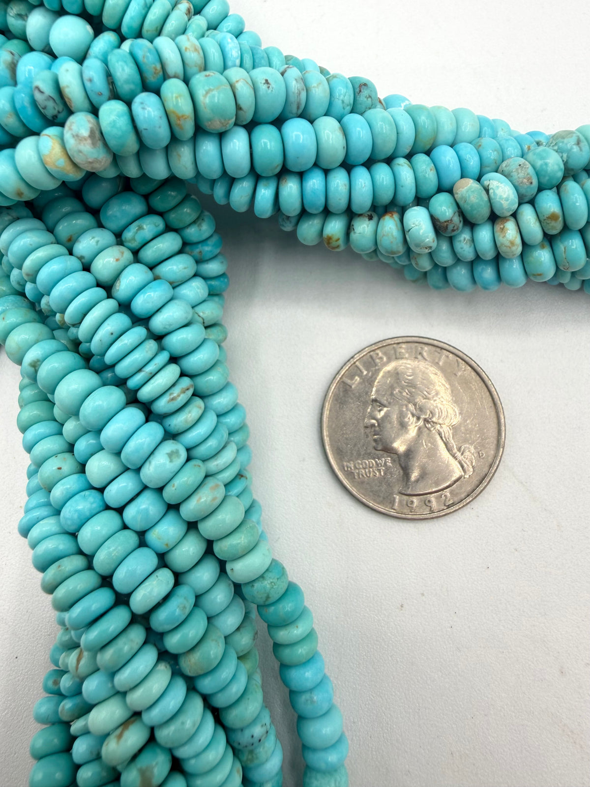 Kingman Turquoise 5-6mm Rustic Rondells - 16" Strands - Sold Individually