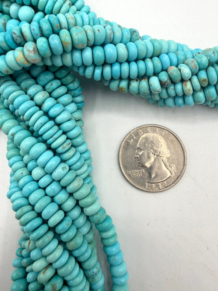 Kingman Turquoise 5-6mm Rustic Rondells - 16" Strands - Sold Individually