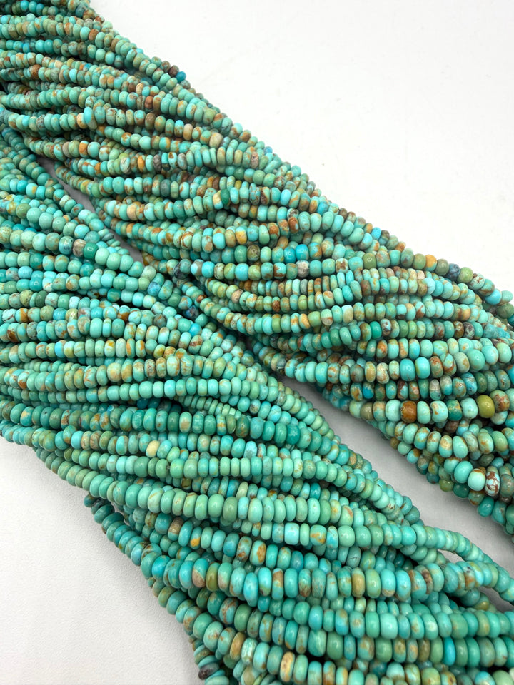 Kingman Turquoise 3-4mm Rustic Rondells - 16" Strands - Sold Individually