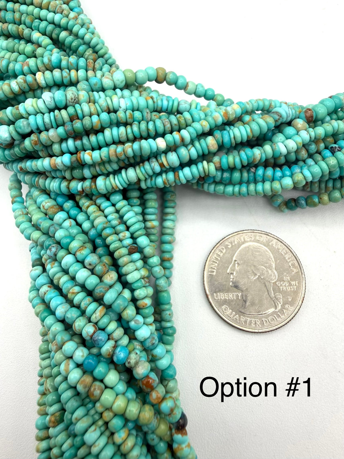 Kingman Turquoise 3-4mm Rustic Rondells - 16" Strands - Sold Individually