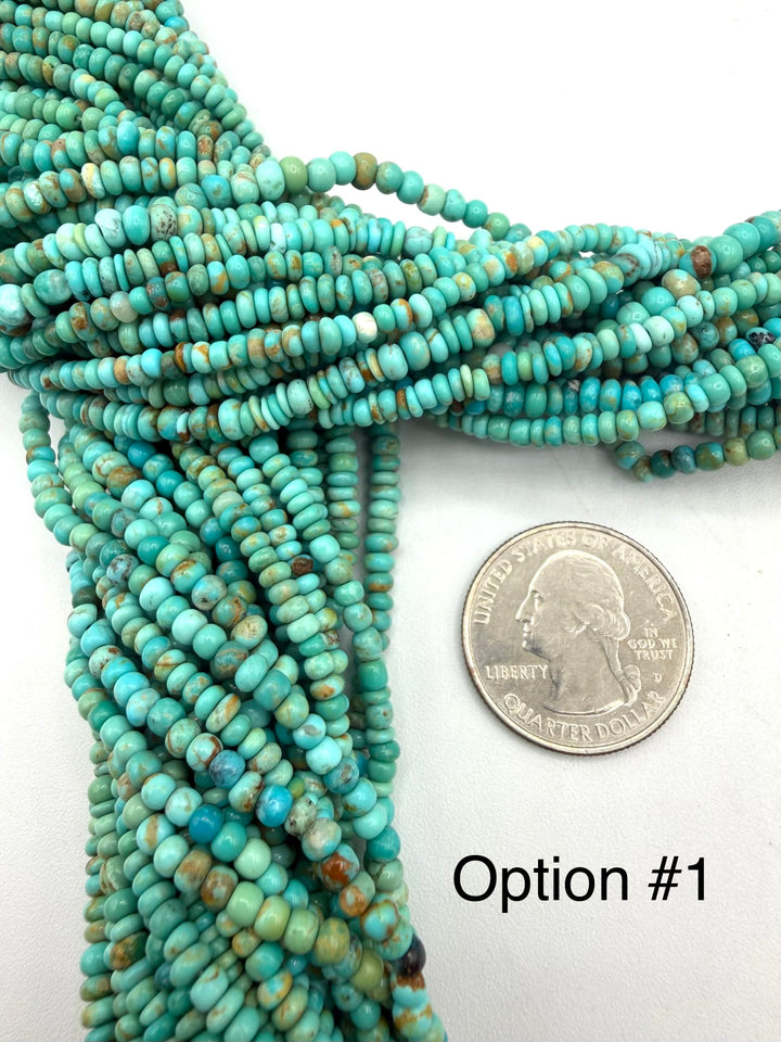 Kingman Turquoise 3-4mm Rustic Rondells - 16" Strands - Sold Individually