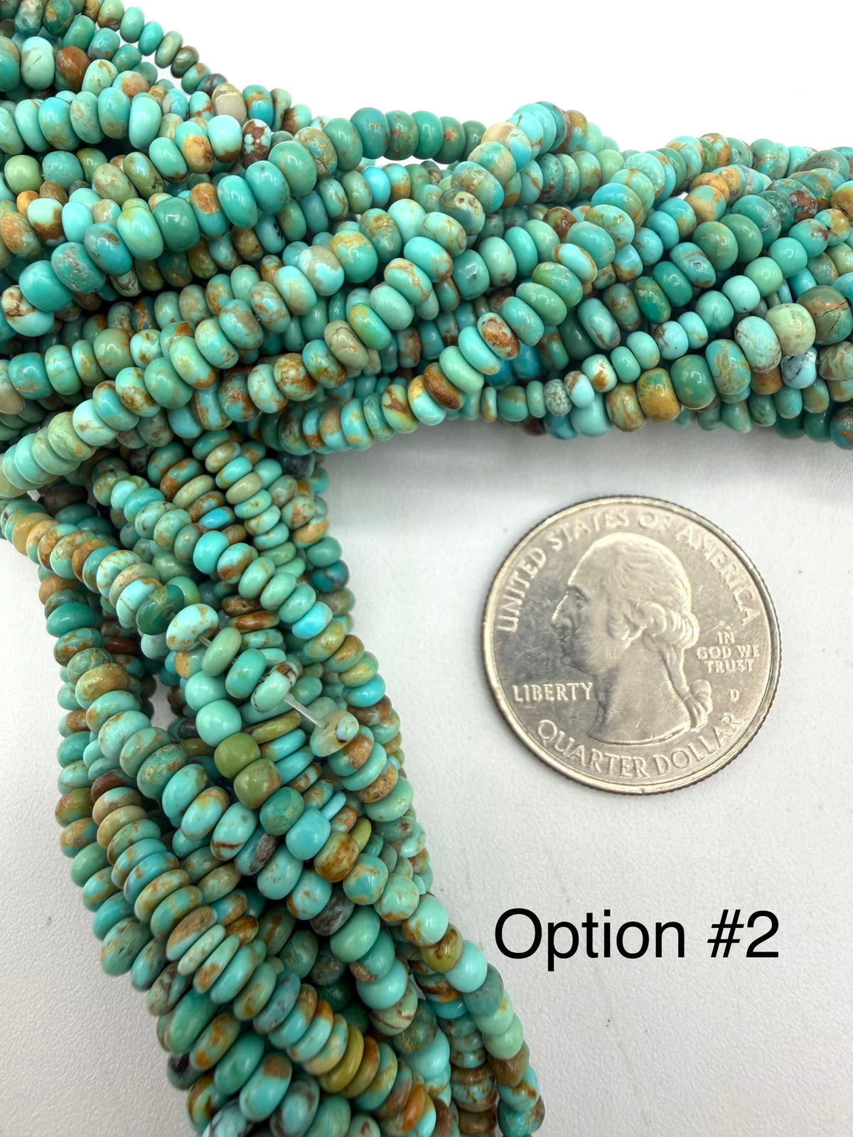 Kingman Turquoise 3-4mm Rustic Rondells - 16" Strands - Sold Individually