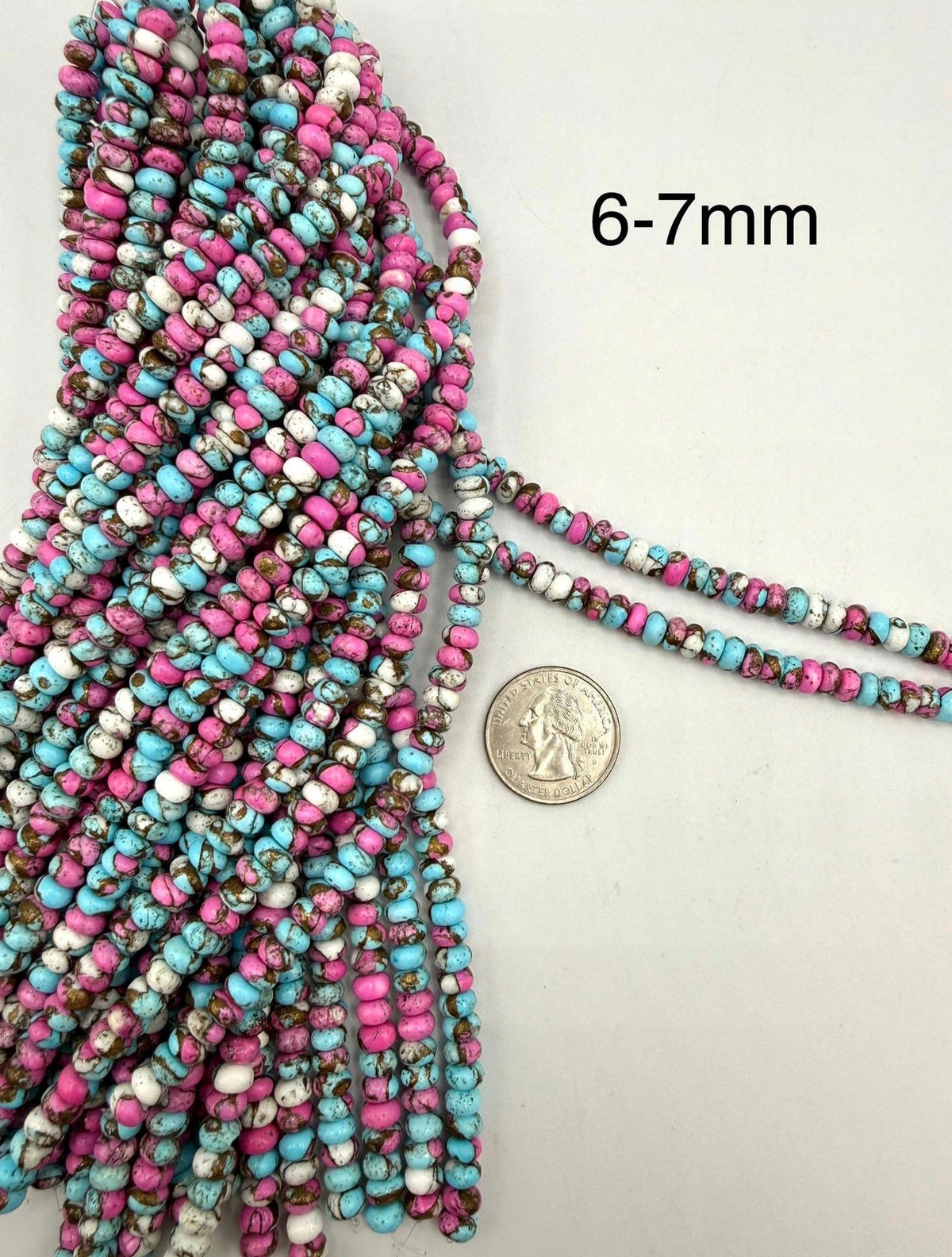 Cotton Candy Dahlia Rondell Beads - 6-7mm, 7-8mm, 8-9mm, 9-10mm - Sold by 8" Strand
