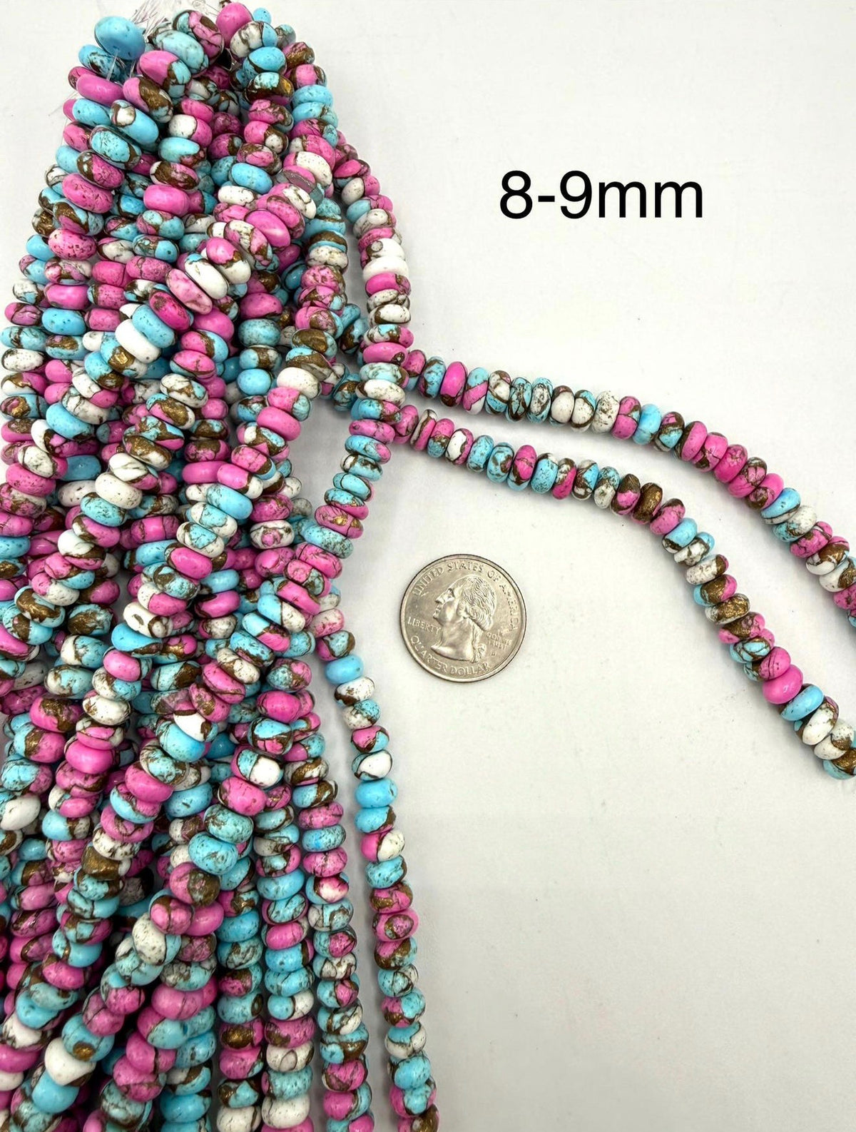 Cotton Candy Dahlia Rondell Beads - 6-7mm, 7-8mm, 8-9mm, 9-10mm - Sold by 8" Strand