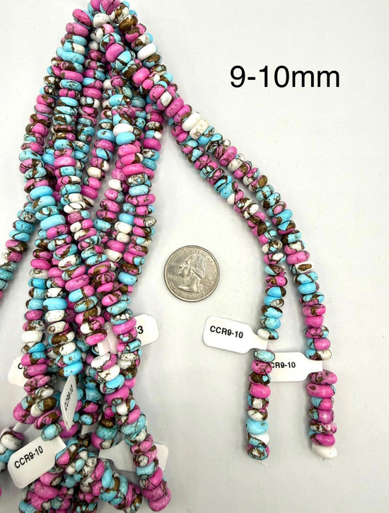 Cotton Candy Dahlia Rondell Beads - 6-7mm, 7-8mm, 8-9mm, 9-10mm - Sold by 8" Strand