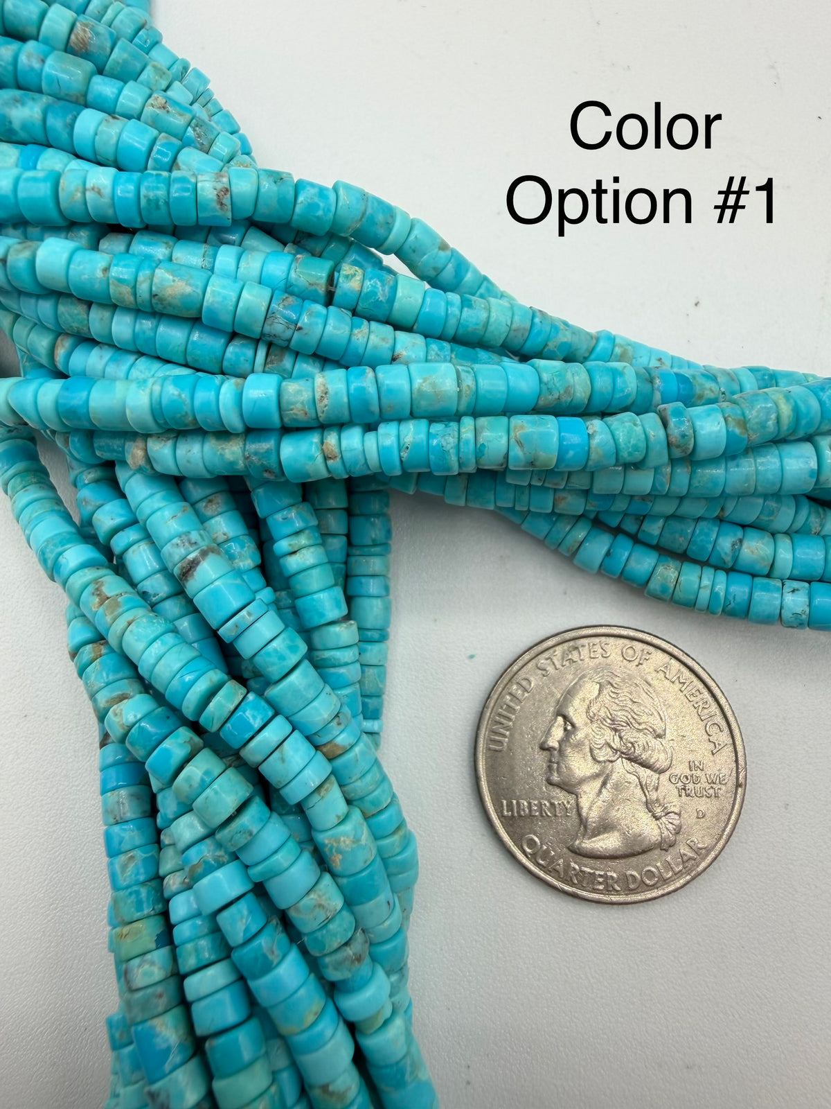 Kingman Turquoise 4-5mm Rustic Heishi Beads - 16" Bead Strands