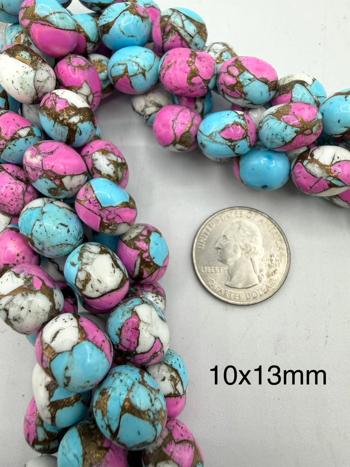 Cotton Candy Dahlia Potato Beads - Approx. 10x13mm - Sold Individually