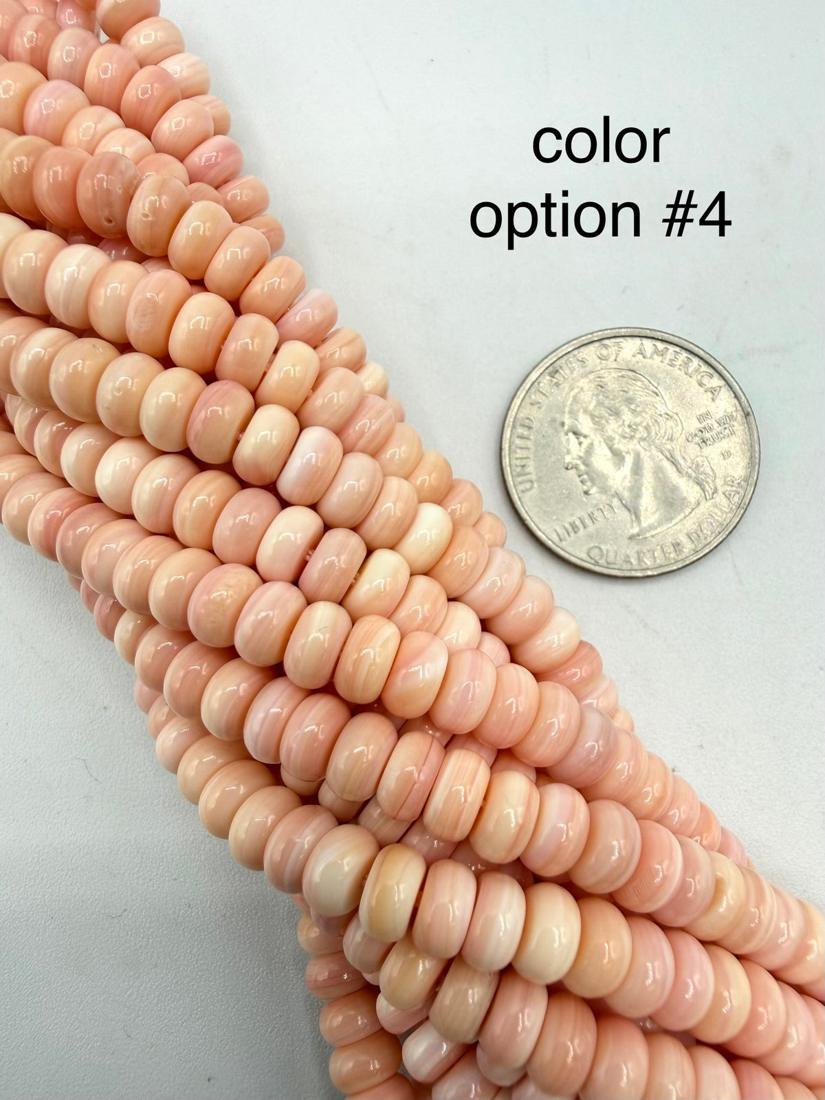 6mm Pink Conch Shell Rondells - 16" Strands - Sold Individually