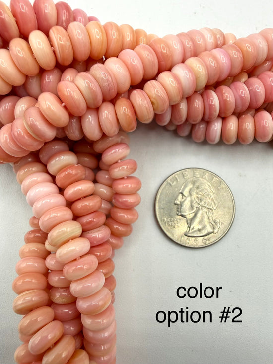 8mm Pink Conch Shell Rondells - 16" Strands - Sold Individually
