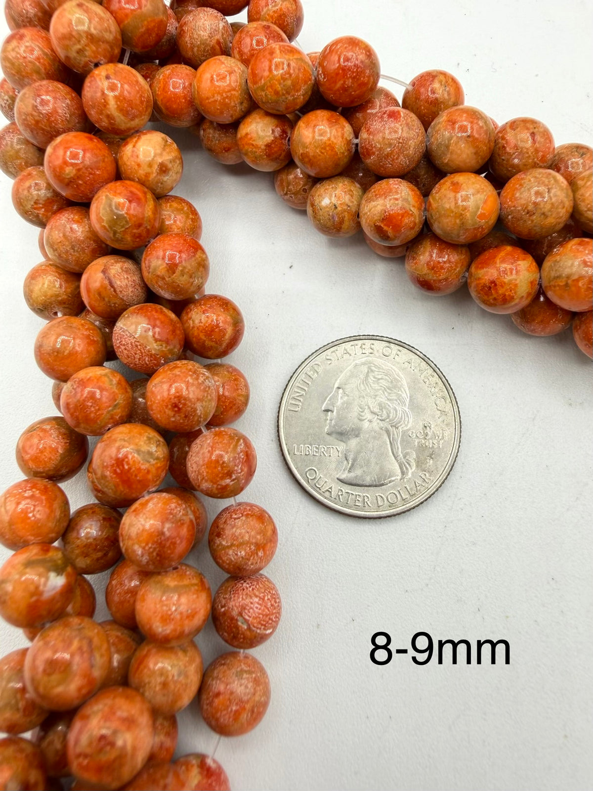 Apple Coral Round Beads - 6-7mm, 8-9mm, 10-11mm - 8" Strands