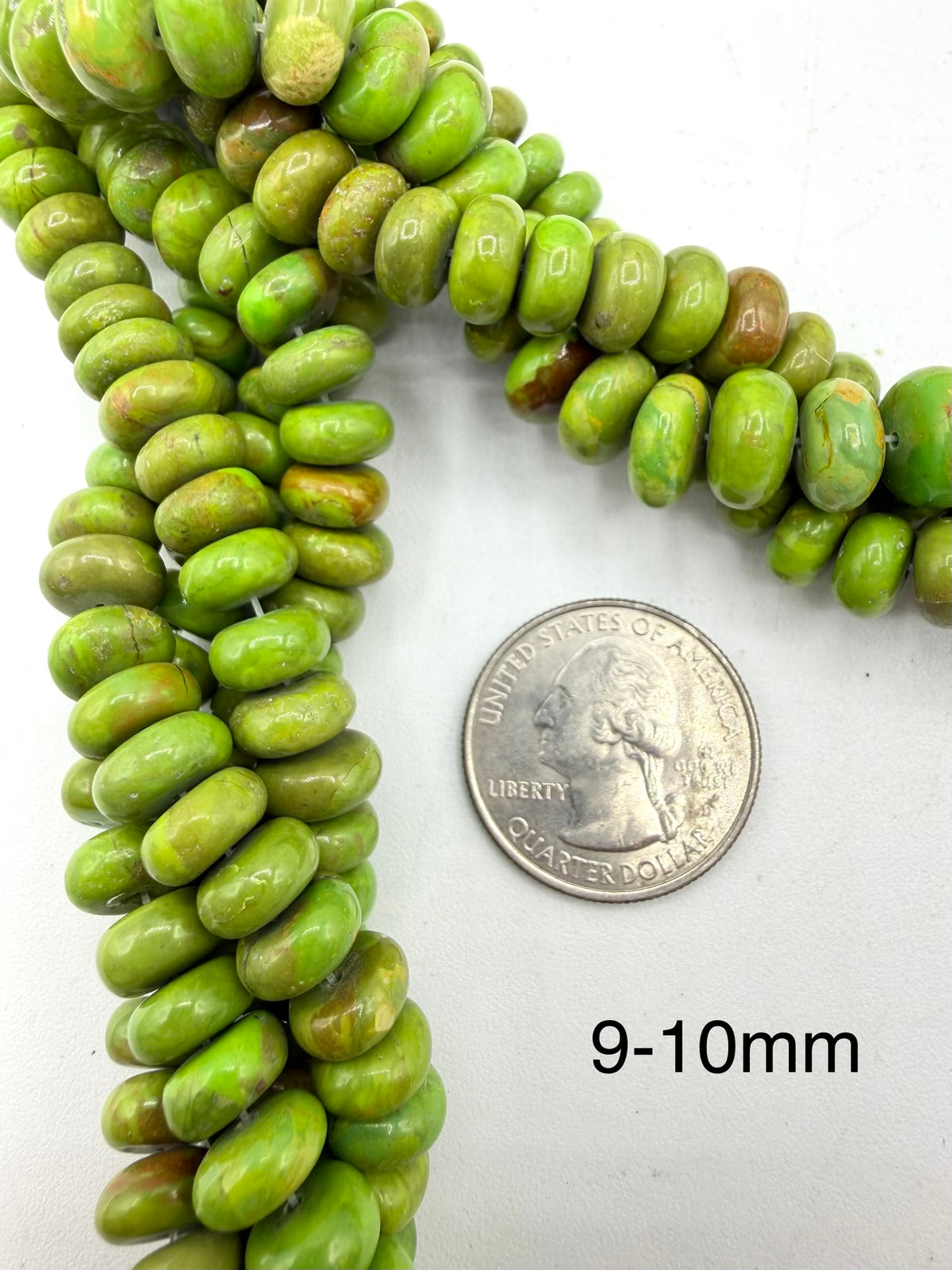 Mohave Green Rondells - 8-9mm, 9-10mm, 10-11mm - 16" Strands