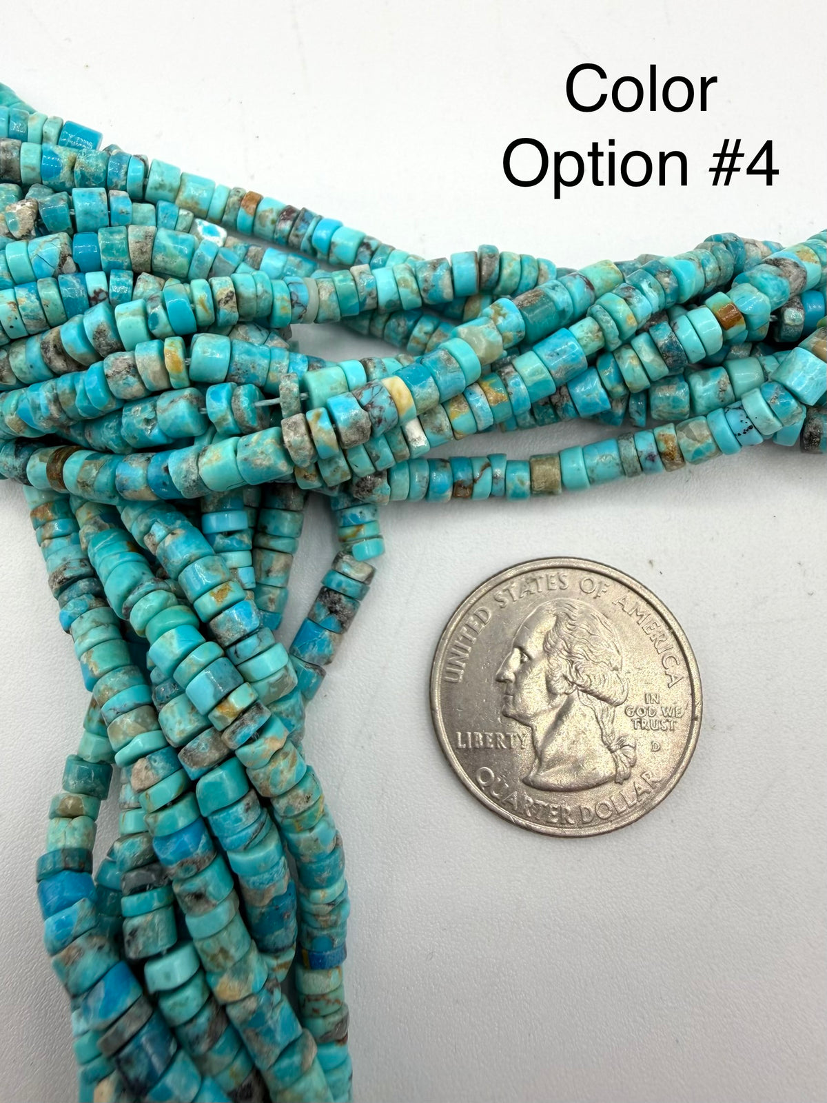 Kingman Turquoise 4-5mm Rustic Heishi Beads - 16" Bead Strands
