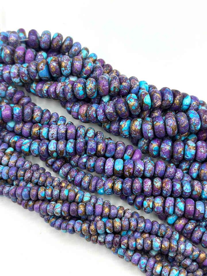 Spotted Mohave Purple Rondell Beads - 6-7mm, 8-9mm, 9-10mm, 10-11mm, 11-12mm - Kingman Turquoise Mine - Sold by 8" Strand